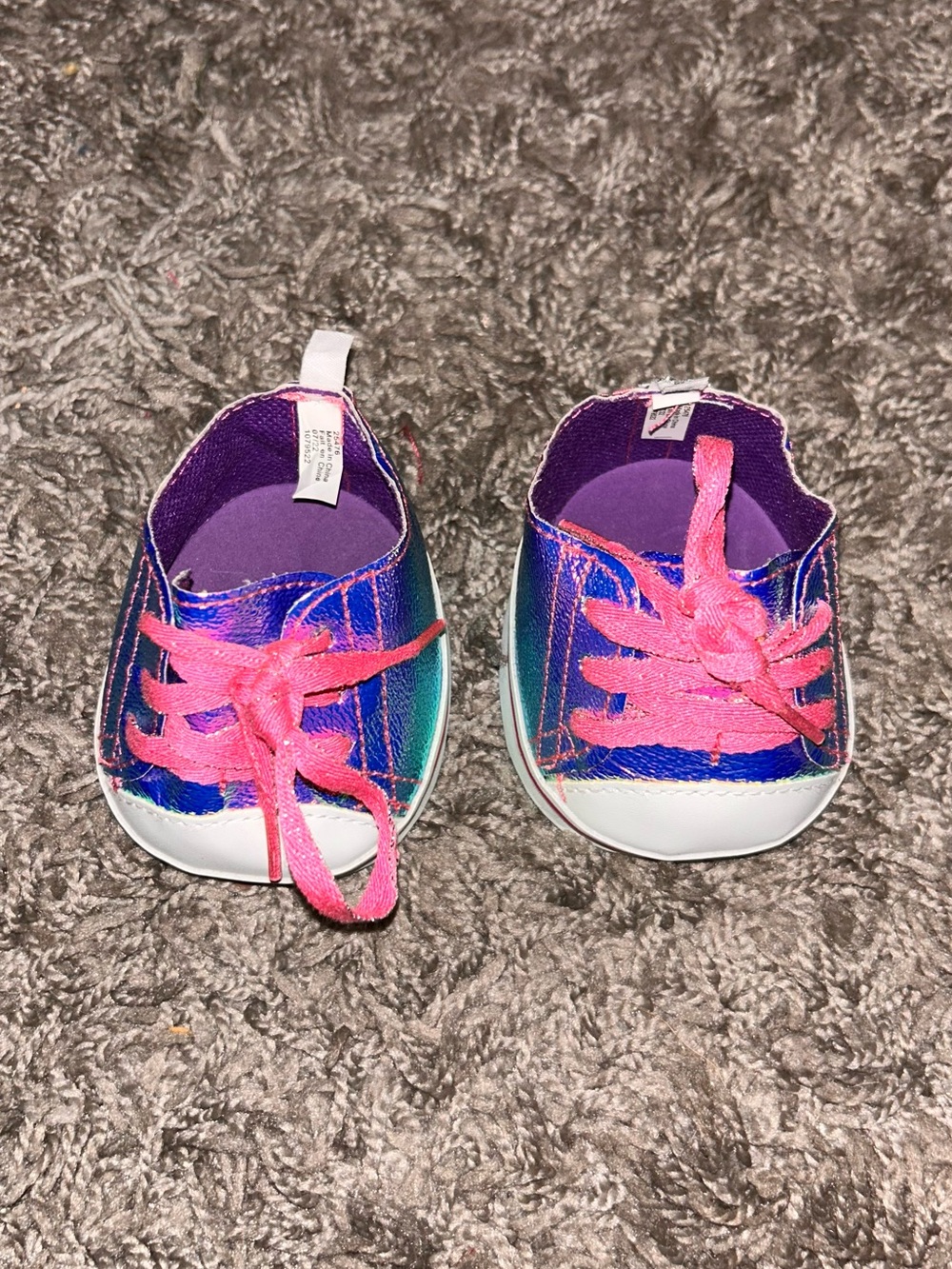 Build-A-Bear Iridescent Purple Shoes with Pink Laces